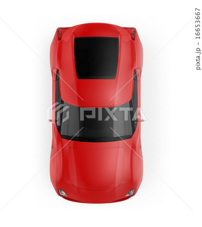赤色スポーツカー（トップビュー） 16653667