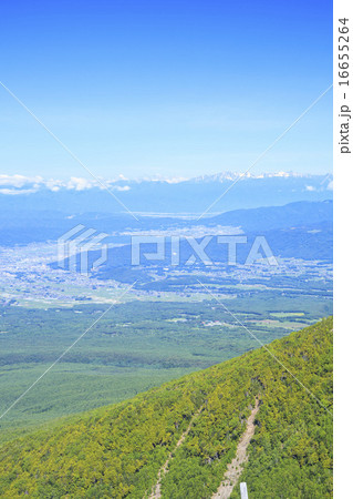 八ヶ岳の編笠山から望む諏訪市と諏訪湖 16655264