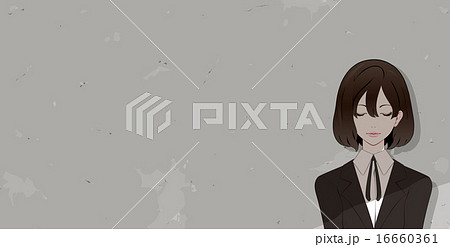 女性 シリアス 背景 目を閉じるのイラスト素材