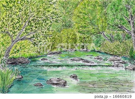 渓流のイラスト素材
