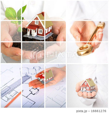 Invest in real estate. Business collage. 16661276