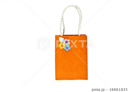 Orange mulberry paper bag isolated on white Orange mulberry paper bag isolated on white 16661835