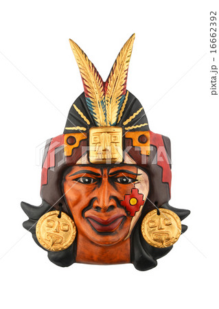 Indian Mayan Aztec ceramic mask isolated on white 16662392