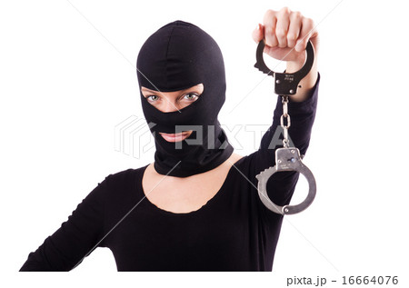 Young female criminal with handcuffs Young female criminal with handcuffs 16664076