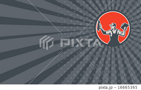 Business card Plasterer Masonry Trowel Retro 16665365