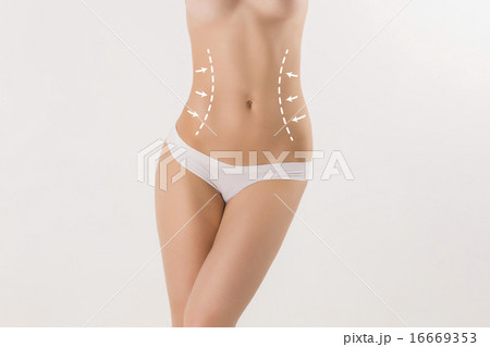 Body correction with the help of plastic surgery on white background Body correction with the help of plastic surgery on white background 16669353