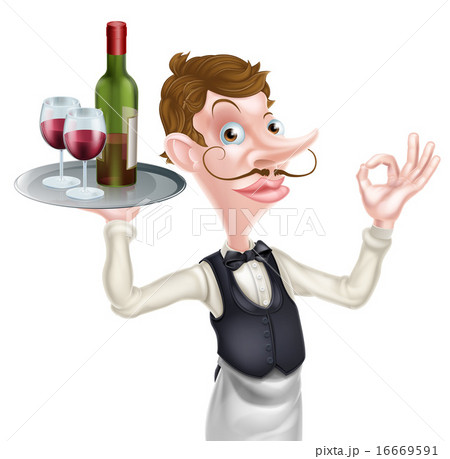 Cartoon wine waiter 16669591