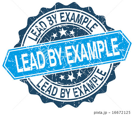 lead by example blue round grunge stamp on white 16672125