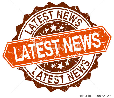 latest news orange round grunge stamp on white 16672127