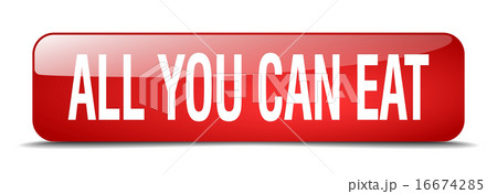 all you can eat red square 3d isolated web button all you can eat red square 3d isolated web button 16674285