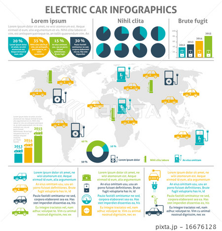 Electric Car Infographic Set  16676128