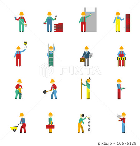 Builders Flat Icon Set  16676129