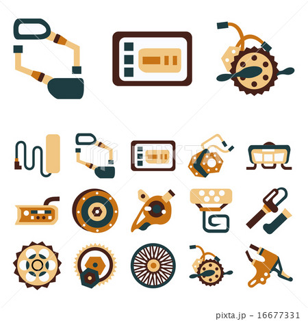 Simple flat color vector icons for e-bike 16677331