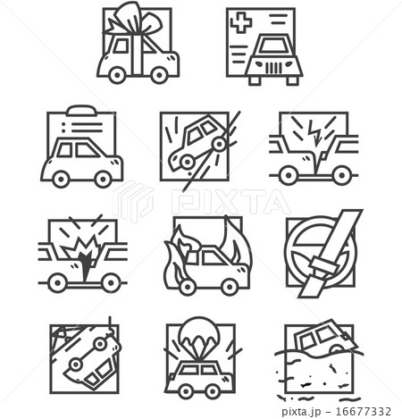 Simple line vector icons for car insurance 16677332