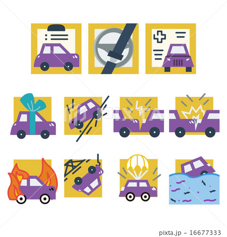 Simple colored vector icons for car insurance 16677333