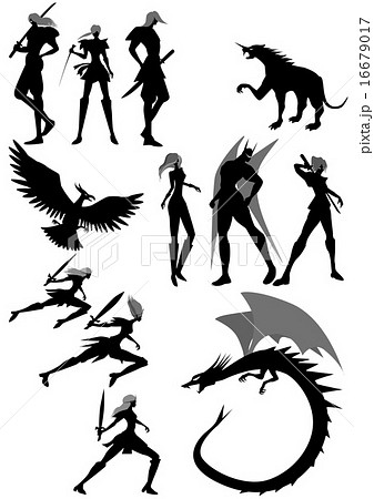 People Silhouettes Animals Silhouette Stock Illustration