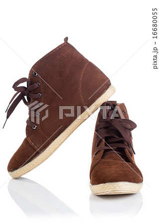 Pair of old Brown working boots with shadows Pair of old Brown working boots with shadows 16680055