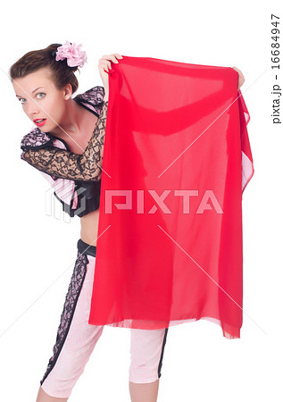 Woman toreador isolated on the white Woman toreador isolated on the white 16684947