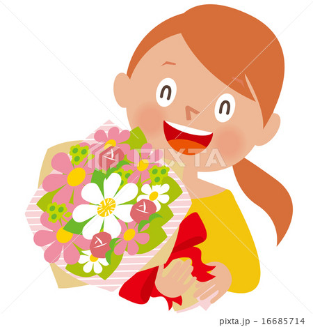 花束を持って喜ぶ女性 16685714