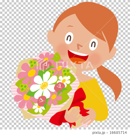 花束を持って喜ぶ女性 16685714
