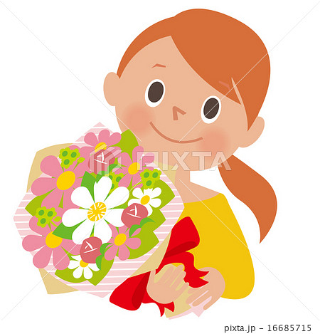 花束を持って微笑む女性 16685715