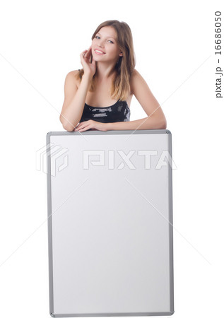 Young woman with blank poster 16686050