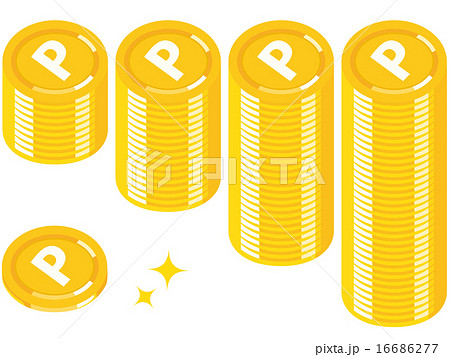 増えていく積み重ねたポイントコイン01 16686277