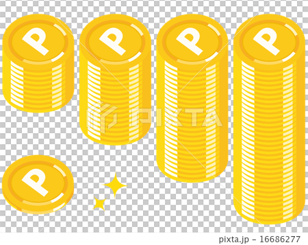 増えていく積み重ねたポイントコイン01 16686277
