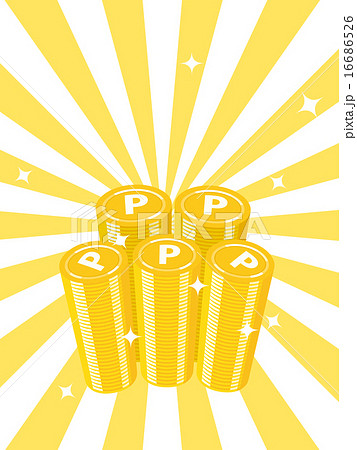 積み重ねたポイントコイン,黄集中線バック,縦位置 16686526
