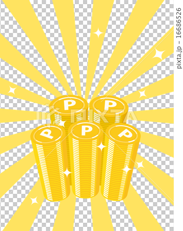 積み重ねたポイントコイン,黄集中線バック,縦位置 16686526