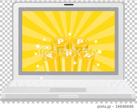 Laptop computer with stacked points coin screen 16686686