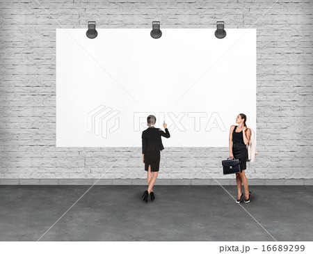 Elegant business woman looking at banner. 16689299