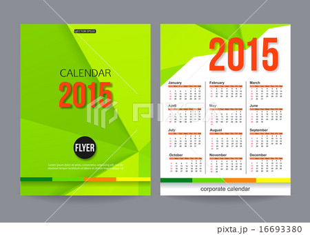 2015 calendar template brochure geometric design. Modern back and front flyer backgrounds.  16693380