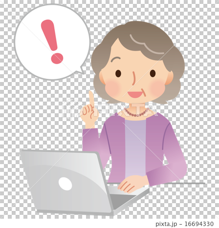 高齢者　女性　パソコン操作 16694330