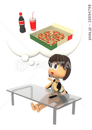 ピザを食べたいと思っている女性のイラスト素材 16694798 Pixta