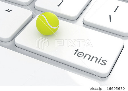 Tennis ball on the computer keyboard Tennis ball on the computer keyboard 16695670