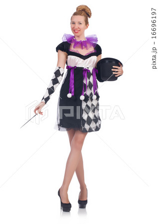Woman magician isolated on the white Woman magician isolated on the white 16696197