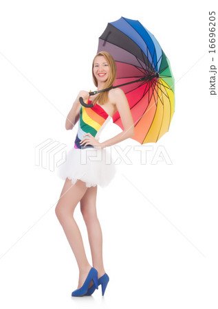 Woman with umbrella isolated on white Woman with umbrella isolated on white 16696205