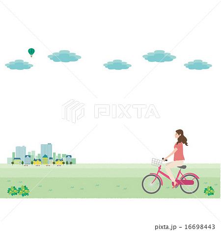 自転車　イラスト　町並み 16698443