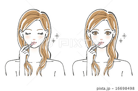 口紅を塗る女性イラストのイラスト素材 16698498 Pixta