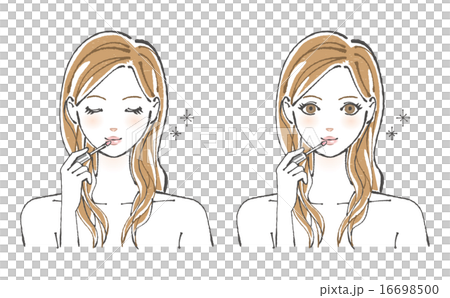 グロスを塗る女性イラスト 16698500