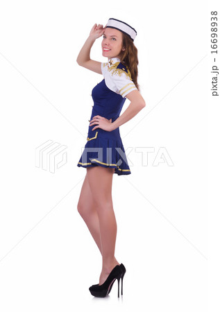 Woman airhostess isolated on the white Woman airhostess isolated on the white 16698938
