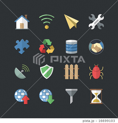 Flat color style Internet & Communication icons se 16699103