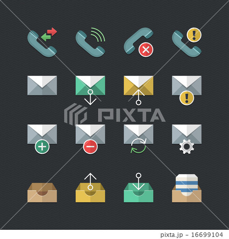 Flat color style Web & Mobile interface icons set 16699104