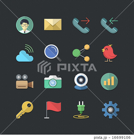 Flat color style Office & Business icons set 16699106