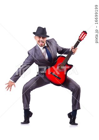 Guitar player isolated on the white Guitar player isolated on the white 16699199