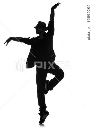 silhouette of male dancer isolated on white 16699200