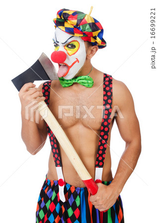Clown with axe isolated on white 16699221