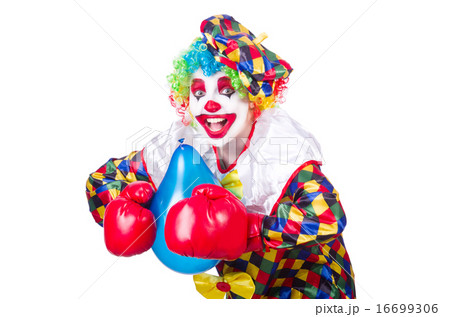 Clown with balloons isolated on white 16699306