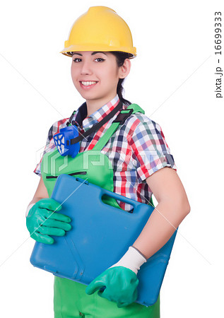 Young woman in green coveralls 16699333